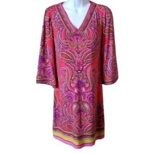 Laundry by shelli segal V neck Dress xs Pink  Boho,Retro,Feminine